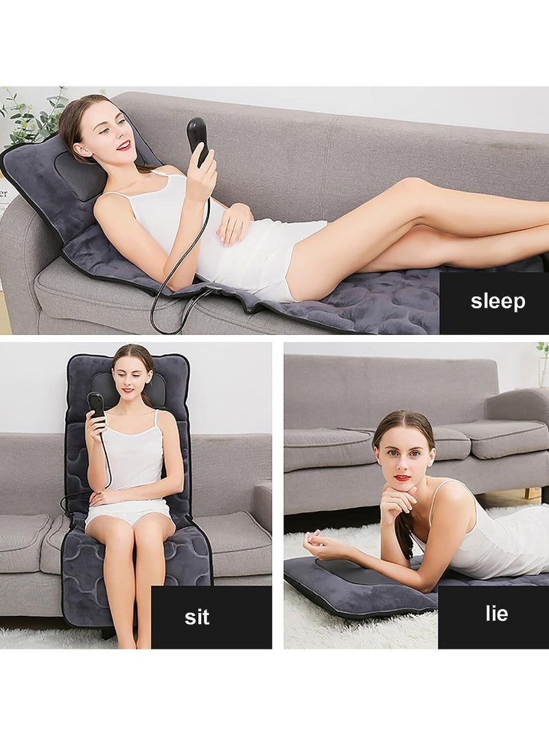 إسكدنيا بساط تدليك كهربائي متعدد الوظائف قابل للطي لكامل الجسم بساط تدليك لتدفئة الجسم مع وسادة للرقبة والكتف والظهر وعضلات الساق والساق للاسترخاء مناسب للمنزل والمكتب والسيارة - Image 5