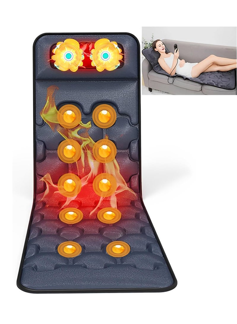 إسكدنيا بساط تدليك كهربائي متعدد الوظائف قابل للطي لكامل الجسم بساط تدليك لتدفئة الجسم مع وسادة للرقبة والكتف والظهر وعضلات الساق والساق للاسترخاء مناسب للمنزل والمكتب والسيارة - Image 1