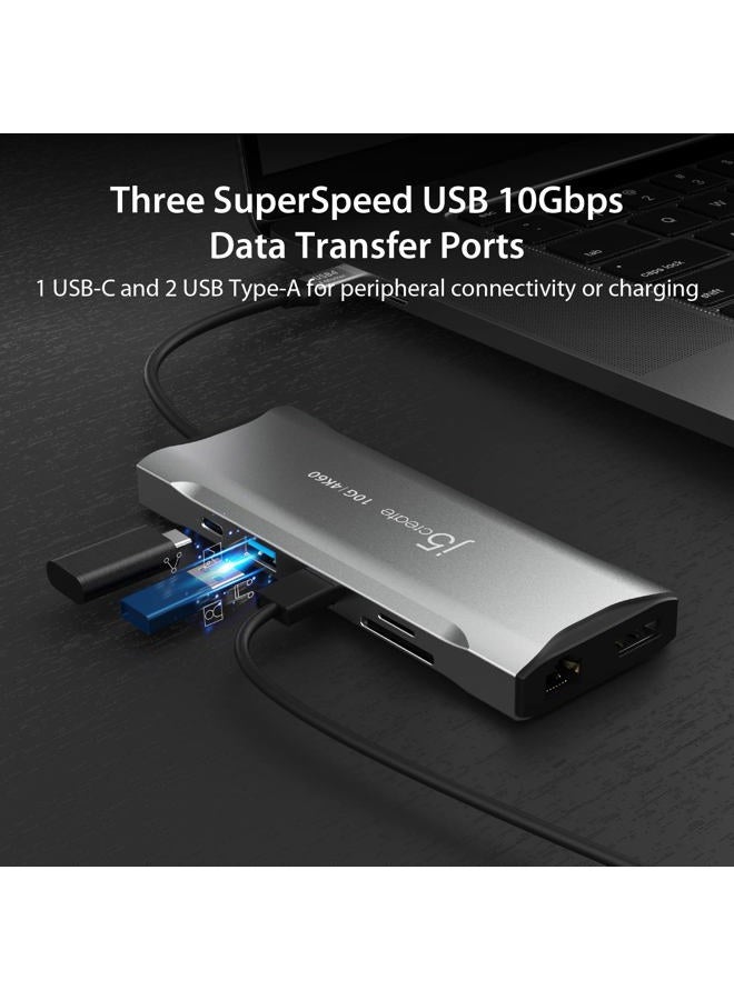 j5create USB C 4K Triple Display Hub - 4K HDMI x2, 4K DP, 2 USB-A and USB-C 10Gbps, PD 100W, Ethernet, SD 4.0 Card Reader | for XPS, Surface Pro (JCD397) - Image 5
