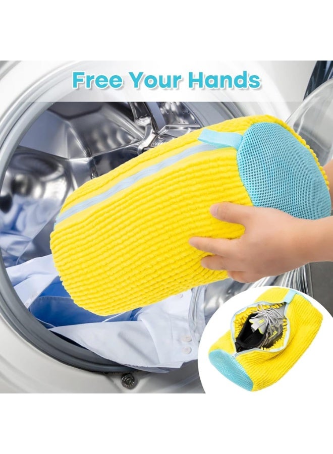 قطعتان من أكياس غسيل الأحذية للغسالة، طقم أكياس تنظيف الأحذية، الغسالة والمجفف، مناسب لجميع أنواع وأحجام الأحذية (2، أصفر) - Image 5