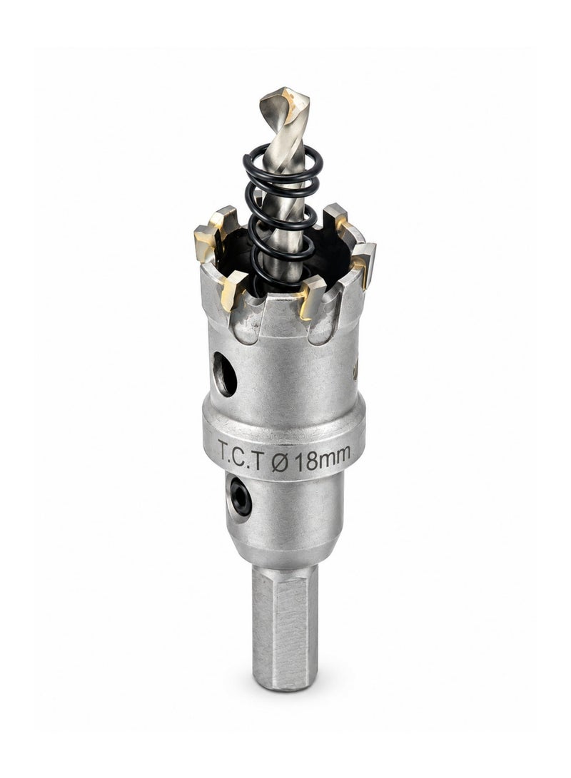 OSCO-TOOLS TCT Hole Saw 18mm, Tungsten Carbide Tipped Hole Cutter with Pilot Drill & Allen Key, Heavy Duty Hole Saw for Stainless Steel, Mild Steel, Aluminum, Brass, Copper, Plastic & Fiberglass - Image 2
