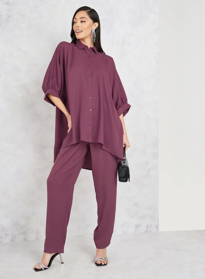Styli Oversized Dropped Shoulder Shirt with Button Closure