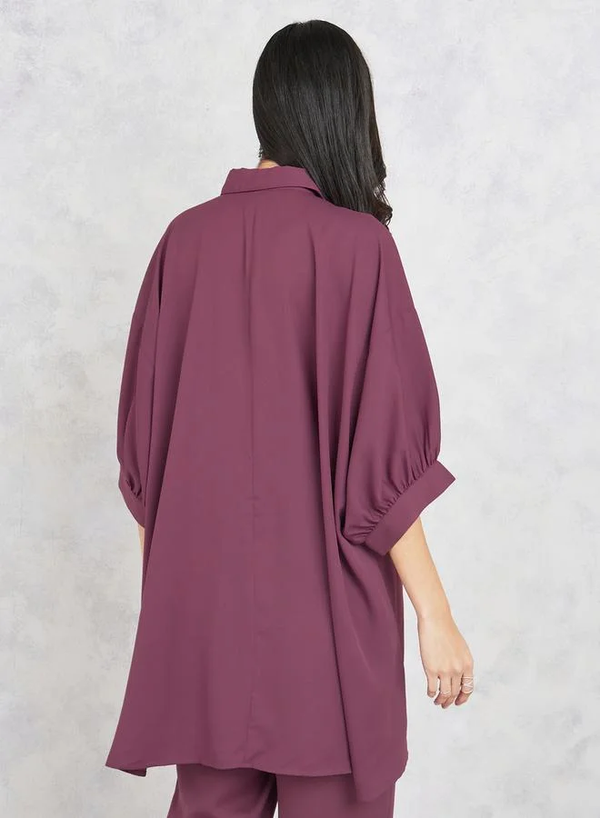 Styli Oversized Dropped Shoulder Shirt with Button Closure