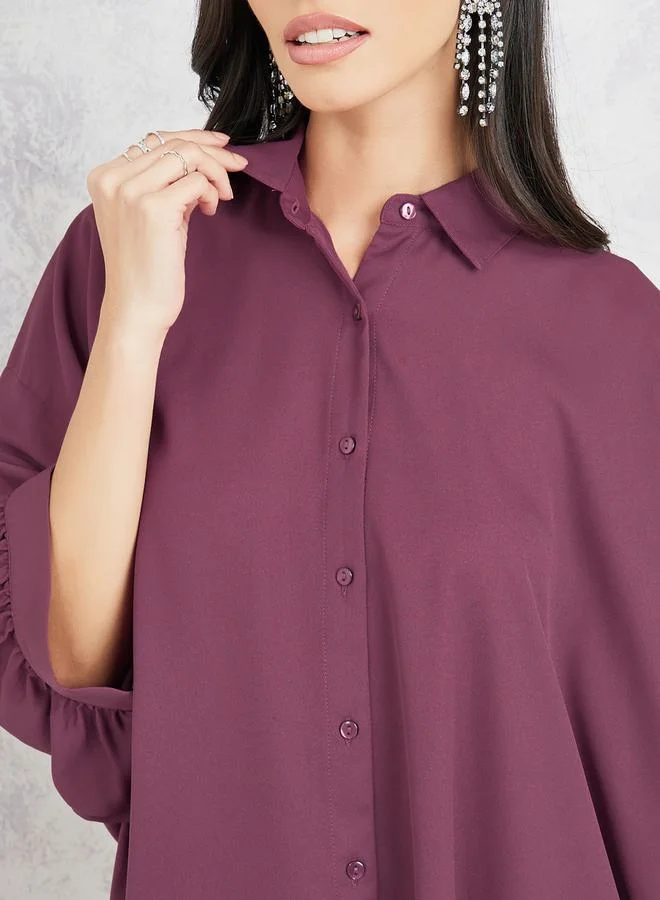 Styli Oversized Dropped Shoulder Shirt with Button Closure
