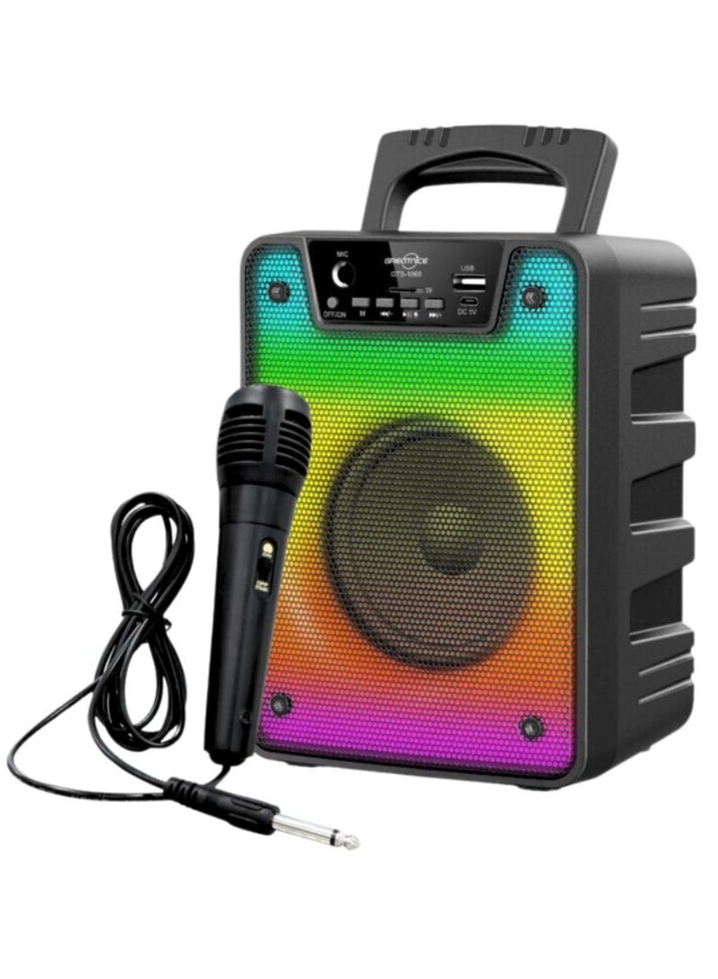 قريت نايس نظام مكبر صوت لاسلكي قابل لإعادة الشحن من Greatnice GTS-1868 - شاشة LED متعددة الألوان، وراديو FM مدمج، ودعم بطاقة USB/TF، ومخرج صوت عالي الطاقة للترفيه المنزلي والخارجي - Image 1