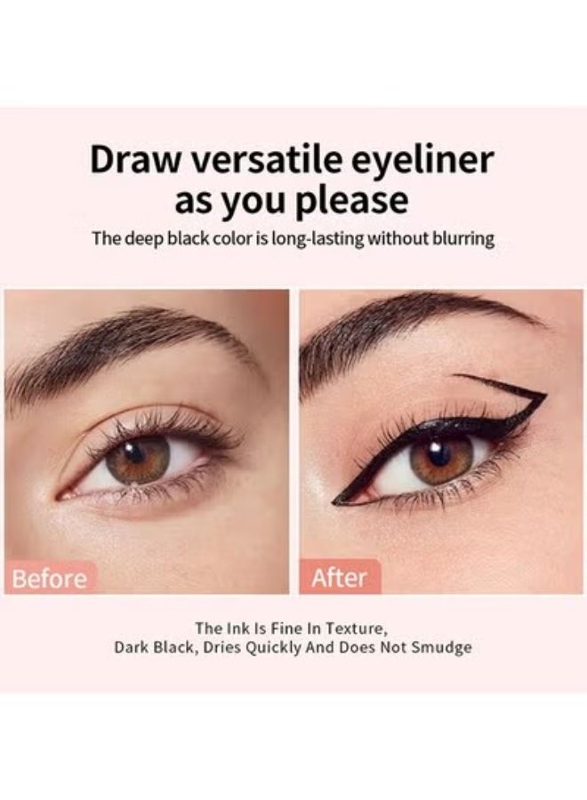 SHEDOES Aelln Precision Eyeliner Stamp, Precision Eyeliner Stamp, Double Head Liquid Eyeliners Stamps Pens with Smudge-Proof, Easy to Use Eyeliners Stamps for Women (Black) - Image 5