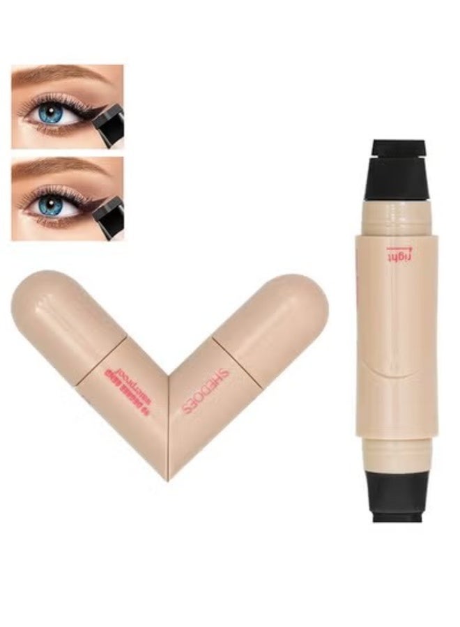 SHEDOES Aelln Precision Eyeliner Stamp, Precision Eyeliner Stamp, Double Head Liquid Eyeliners Stamps Pens with Smudge-Proof, Easy to Use Eyeliners Stamps for Women (Black) - Image 1