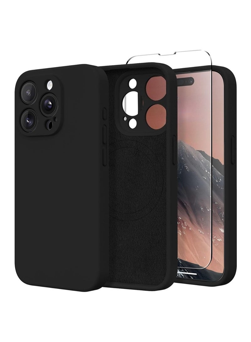 WRISTWISE Case Cover for iPhone 12 Pro Max, Compatible with MagSafe, [Full Camera Protection][1 Screen Protector] Silicone Shockproof Protective Phone Case for iPhone 12 Pro Max 6.7", Black - Image 1