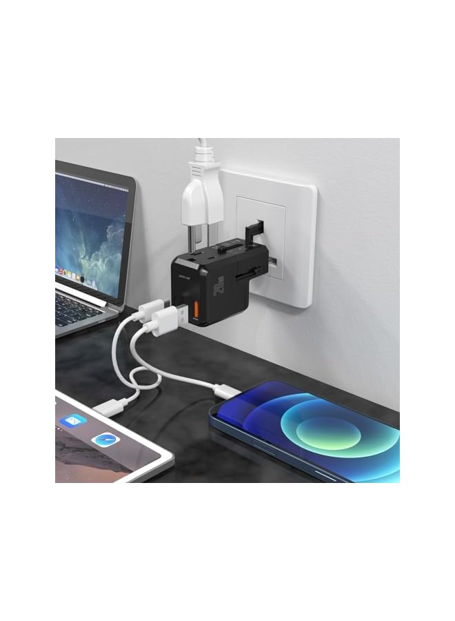 GREEN LION محول سفر ميني محمول من جرين ليون PD 20W شحن سريع مع حماية من ارتفاع الحرارة، حماية من الدائرة القصيرة - أسود - Image 2