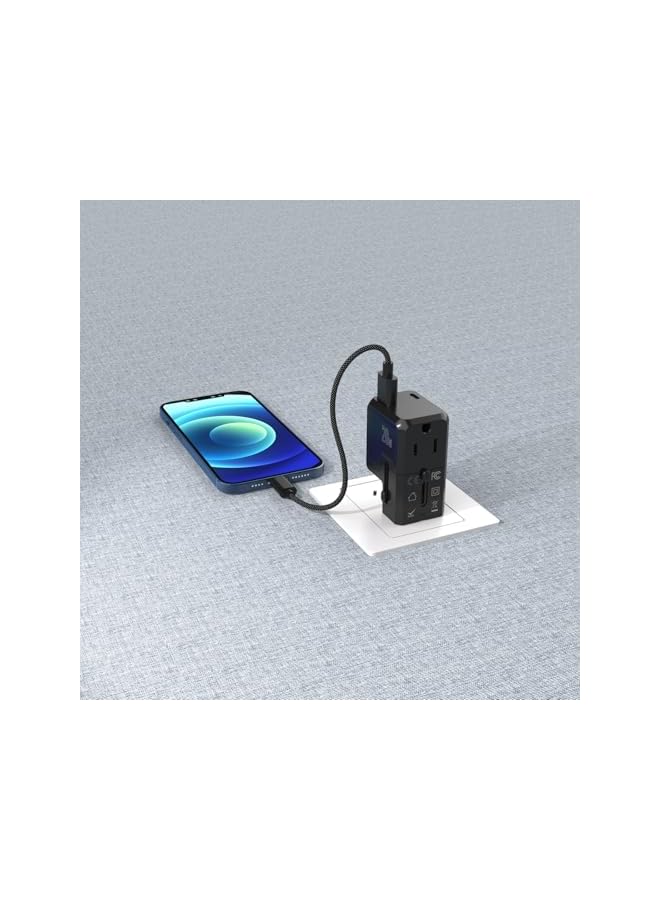 GREEN LION محول سفر ميني محمول من جرين ليون PD 20W شحن سريع مع حماية من ارتفاع الحرارة، حماية من الدائرة القصيرة - أسود - Image 3