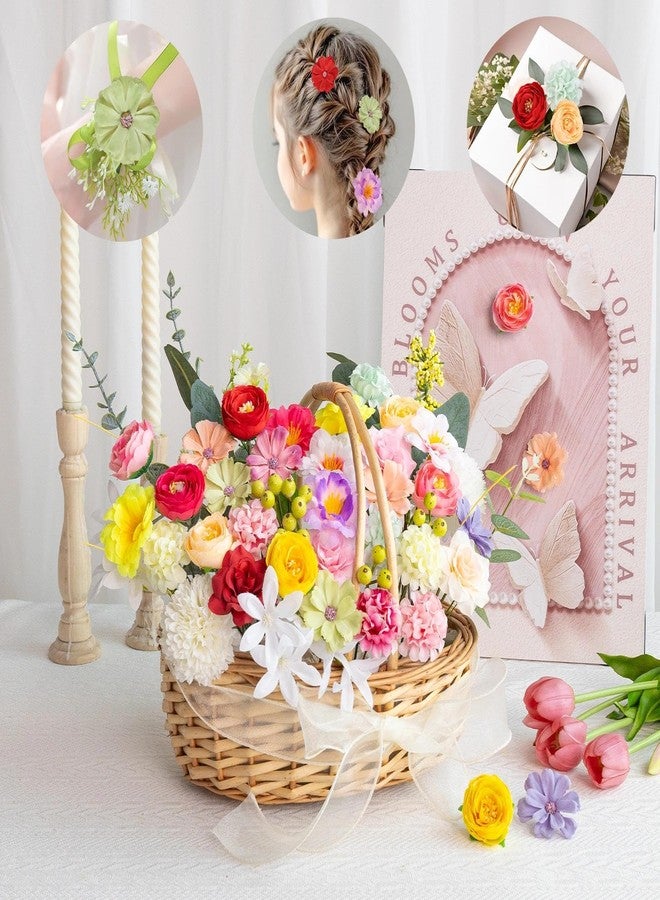 ATTGREAT Fake Flower Heads Mini Silk Flowrs Bulk Small Flower 3D Loose Faux Daisy Rose Sunflowers Plum Blossoms Craft for Wedding Party Cake Baby Shower Home Decor, 110Pcs(Multicolor) - Image 3