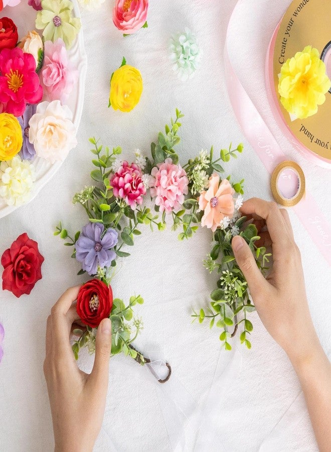 ATTGREAT Fake Flower Heads Mini Silk Flowrs Bulk Small Flower 3D Loose Faux Daisy Rose Sunflowers Plum Blossoms Craft for Wedding Party Cake Baby Shower Home Decor, 110Pcs(Multicolor) - Image 4