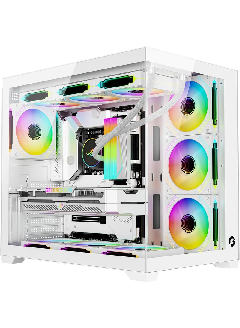 GAMEON GO-EMPERORVX-A ATX PC Case with 4 Pre-Installed 120mm ARGB Fans, Type-C, 400mm GPU Support, 360mm Liquid Cooling Ready, Tempered Glass Front & Side, ATX/M-ATX/ITX Gaming Case white - Image 1