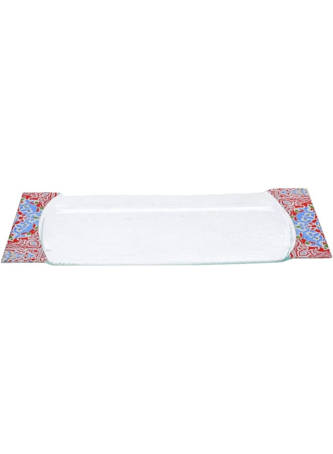 Rosa By Fathy Mahmoud Sega High Quality Glass Rectangle Serving Plate, 40 * 16Cm - Yameesh Red - Image 1