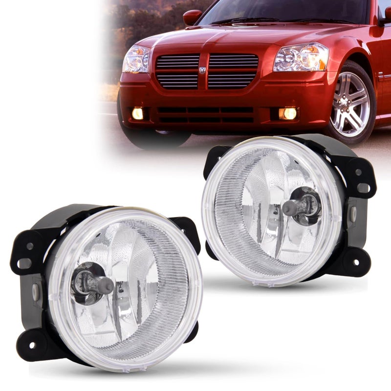 WEZEMLIGHT Fog Lights Assembly Replacement For 20072009 Wrangler 20052008 Dodge Magnum 2009 Dodge Journey 20062010 Chrysler PT Cruiser 20052010 Chrysler 300 Touring With H8 12V 35W Halogen Bulbs