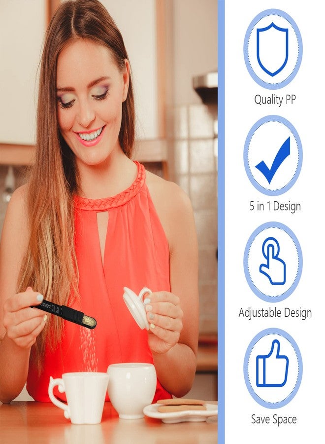 Meanplan 6 Pcs Adjustable Measuring Spoon Plastic Tablespoon and Teaspoon Set Baking Cooking Spoon Set for Chef Measuring Metering Kitchen Dry Liquid Ingredients Powder, 2 Sizes(Black) - Image 5