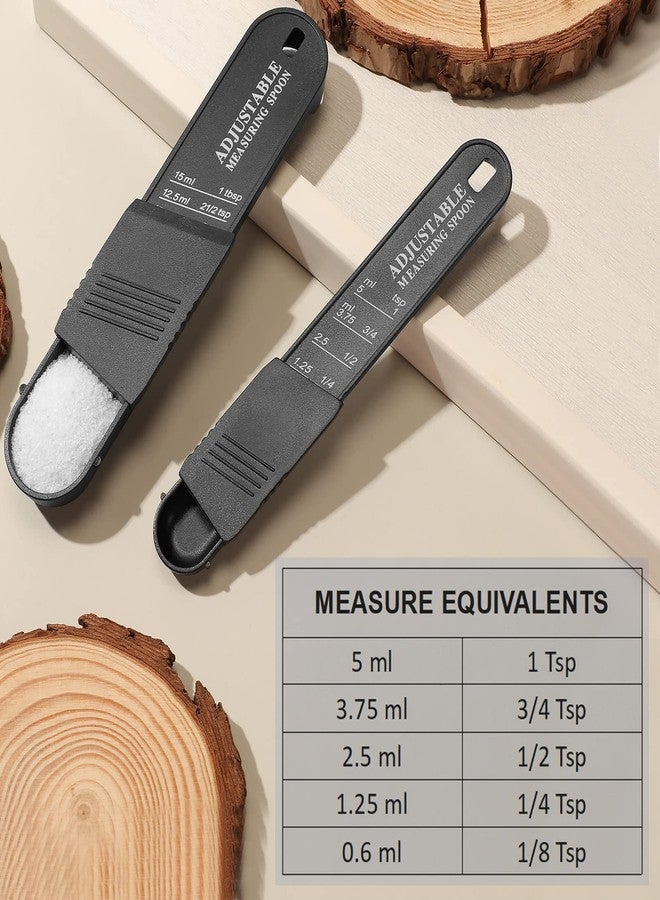Meanplan 6 Pcs Adjustable Measuring Spoon Plastic Tablespoon and Teaspoon Set Baking Cooking Spoon Set for Chef Measuring Metering Kitchen Dry Liquid Ingredients Powder, 2 Sizes(Black) - Image 3