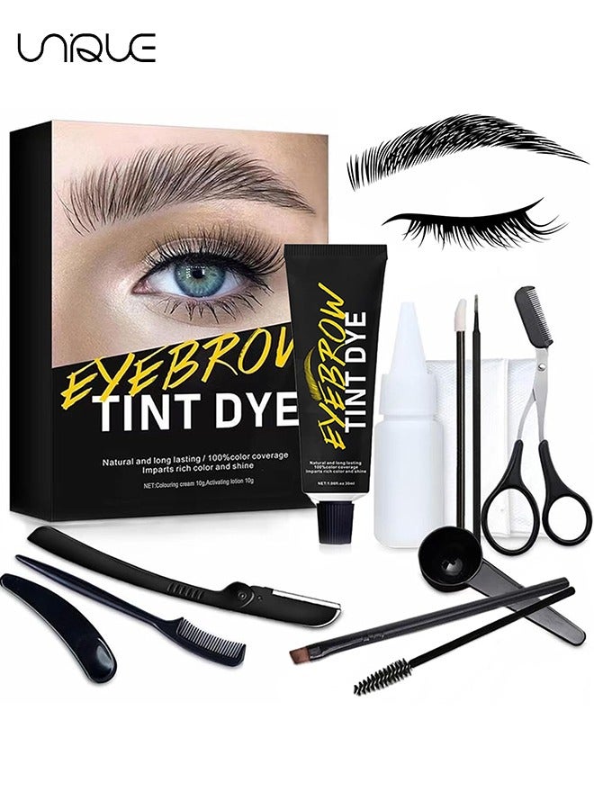 Unique Instant Eyebrow Tint, Professional Semi Permanent Eyebrow Dye Kit, Natural Gentle Formula Eyebrow Tint Suitable for Salon and Home Use, Lasts for 4 6 WeeksBlack - Image 1
