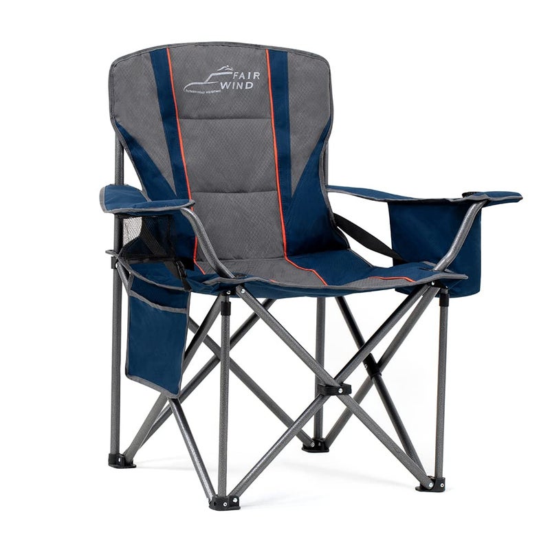 FAIR WIND Oversized Camping Chair 500LBS Capacity Heavy Duty Padded Folding Chair for Heavy People Portable Lawn Chair with Adjustable Lumbar Support, Cooler Bag & Cup Holder for Outdoor, Beach - Image 1