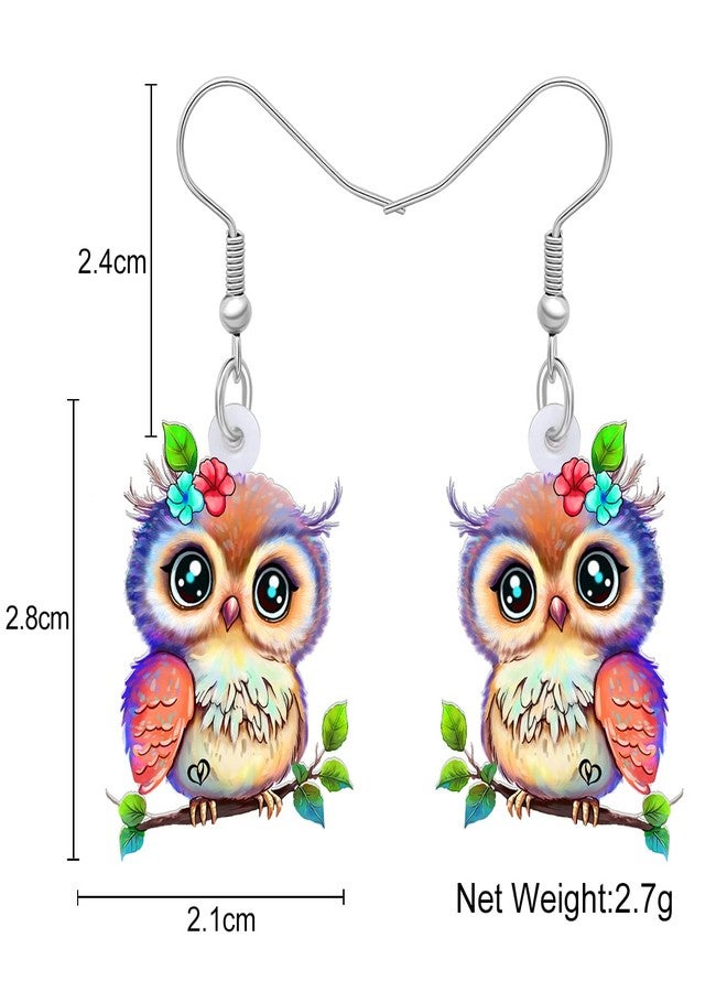 BONSNY Acrylic Drop Owl Earrings Bird Dangle Funny Design Lovely Gift For Women By The Bonsny (Multi) - Image 5