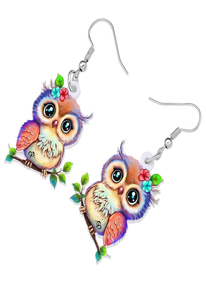 BONSNY Acrylic Drop Owl Earrings Bird Dangle Funny Design Lovely Gift For Women By The Bonsny (Multi) - Image 4