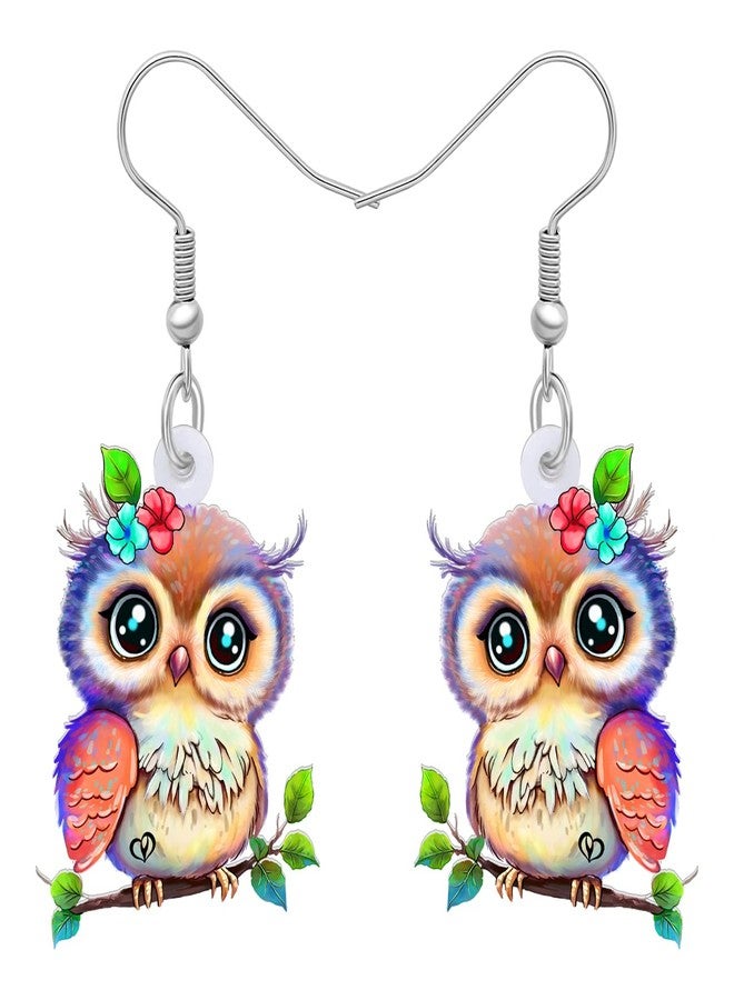 BONSNY Acrylic Drop Owl Earrings Bird Dangle Funny Design Lovely Gift For Women By The Bonsny (Multi) - Image 1