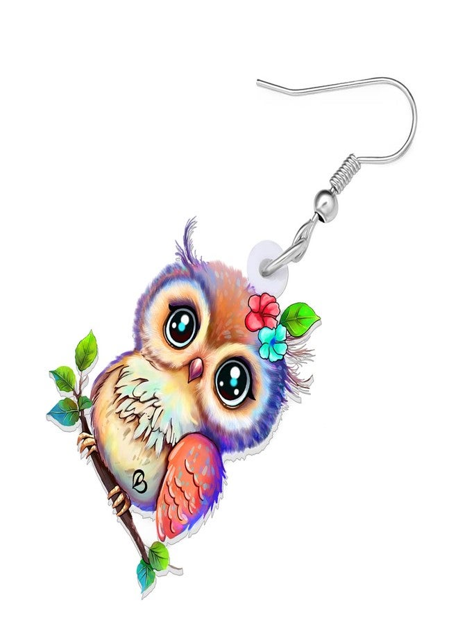 BONSNY Acrylic Drop Owl Earrings Bird Dangle Funny Design Lovely Gift For Women By The Bonsny (Multi) - Image 3