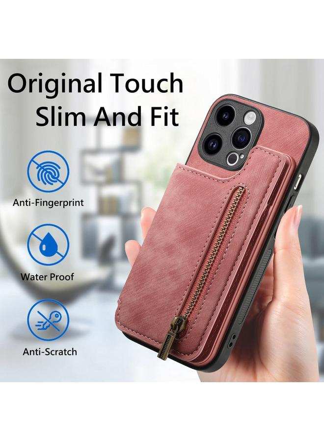 زبون جراب خلفي بسحاب من الجلد بتصميم كلاسيكي لهاتف iPhone 12 Pro - Image 5