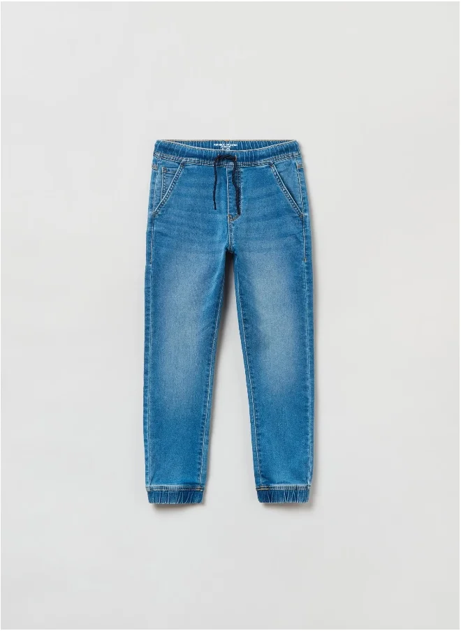 او في اس French terry denim joggers