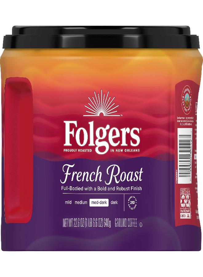 Folgers French Roast Medium-Dark Roast Ground Coffee, 22.6 Ounce Canister - Image 1