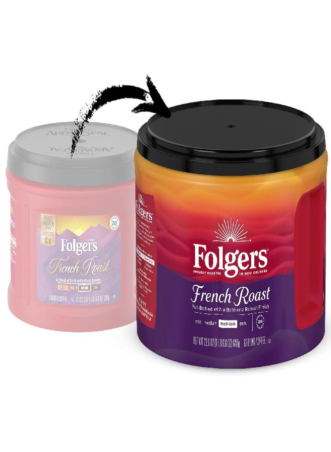 Folgers French Roast Medium-Dark Roast Ground Coffee, 22.6 Ounce Canister - Image 2