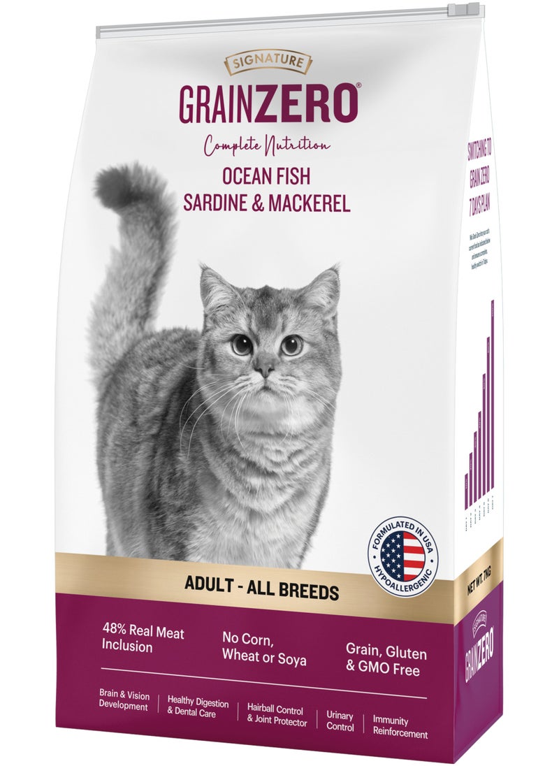 Grain Zero Premium Dry Cat Food  Ocean Fish  Sardine & Mackerel 7Kg  - Image 1
