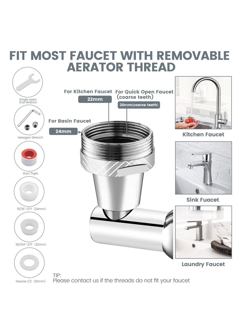 SYOSI - SYOSI, 1440° Rotating Faucet Extender with LED Light, Universal Swivel Faucet Aerator Attachment for Kitchen and Bathroom Sinks, Adjustable Anti Splash Kitchen Tap - Image 1