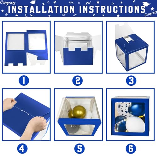 QIYANPAX Navy Blue Graduation Decorations Class of 2025 - Balloons Boxes with Letters 2025 GRAD So Proud of You - Complete Party Supplies for High School & College Celebrations - Image 4