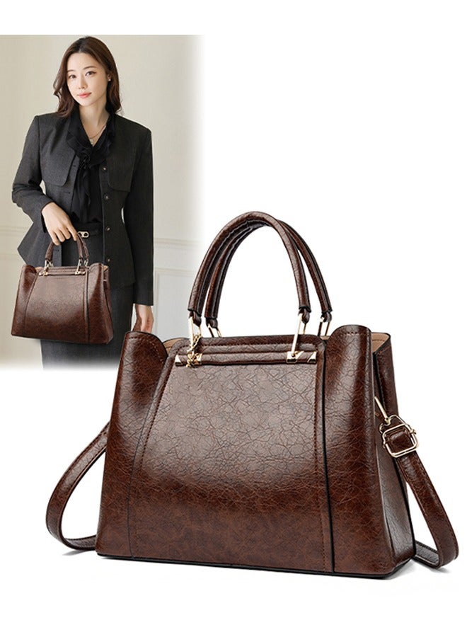 Women's Shoulder Bag, Soft Leather Messenger Bag, Simple And Stylish Handbag With Pendant, Adjustable Shoulder Strap, Suitable For Commuting, Travel, Shopping, Storage And Organization, Brown - Image 1