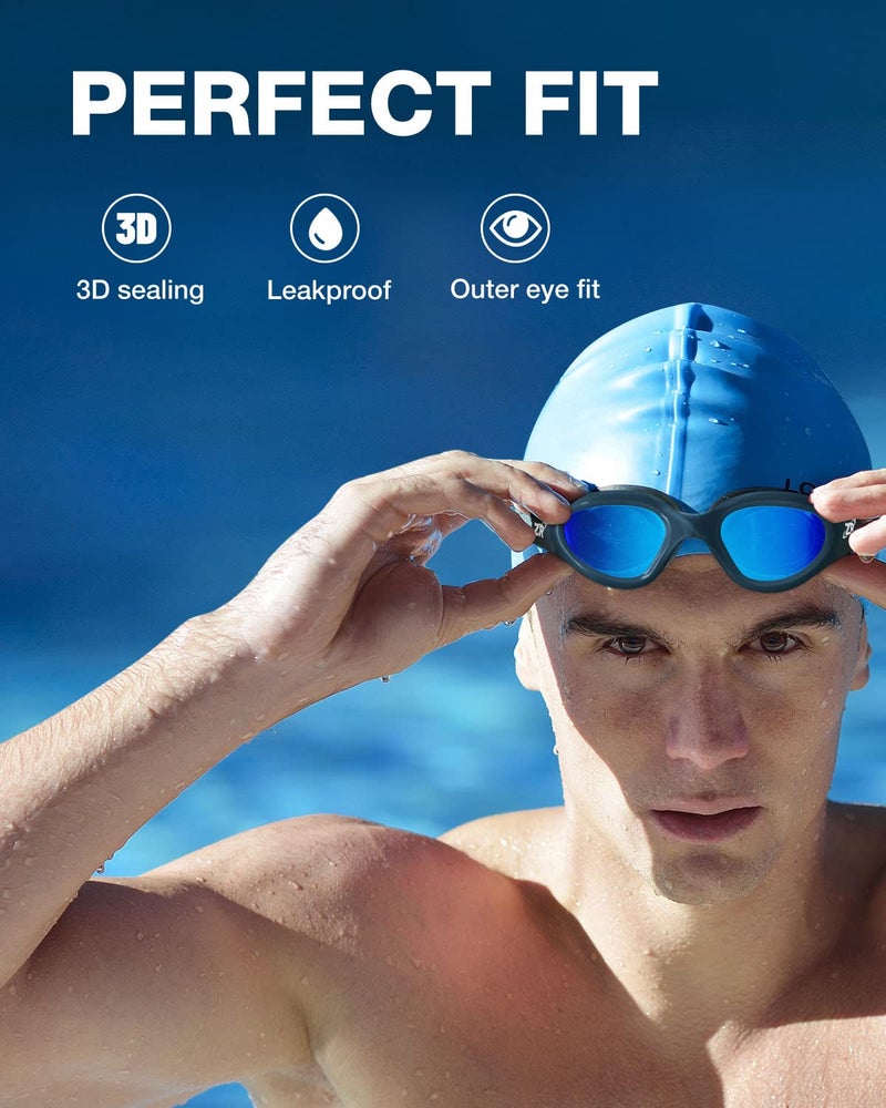 ZIONOR Swim Goggles, G1 Polarized Swimming Goggles UV Protection Leakproof Anti-fog Adjustable Strap for Adult Men Women (Polarized Mirror Blue Lens) - Image 3