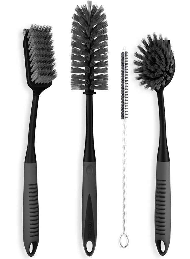 Trazon Dish Brush Set of 4 with Bottle Water Brush, Dish Scrub Brush, Scrubber Brush and Straw Brush - Kitchen Scrub Brushes Ergonomic Non Slip Long Handle for Cleaning Cleaner Wash Dish Sink Dishes Cup Pot - Image 1