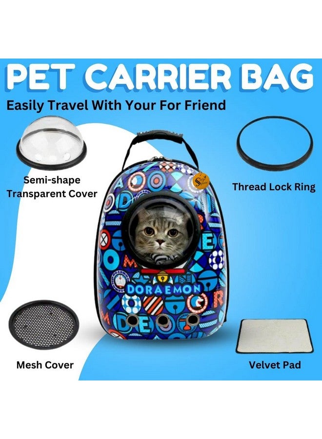 سايج سكوير حقيبة ظهر قطط مطبوعة عليها رسوم متحركة، حقيبة ظهر للحيوانات الأليفة، حقيبة ظهر محمولة للسفر والتنزه، مصممة بمساحة قابلة للتنفس، جيدة التهوية - Image 4