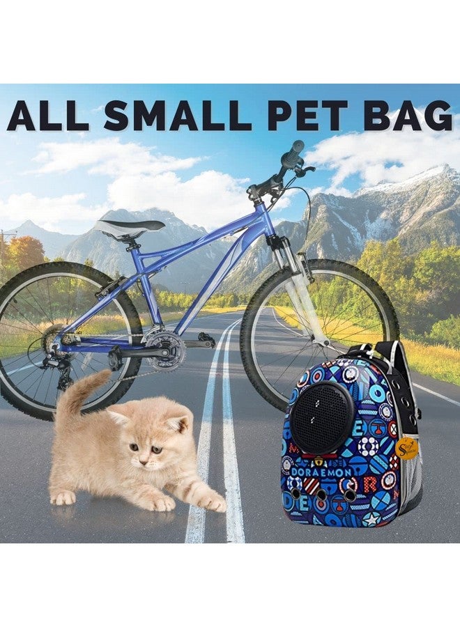 سايج سكوير حقيبة ظهر قطط مطبوعة عليها رسوم متحركة، حقيبة ظهر للحيوانات الأليفة، حقيبة ظهر محمولة للسفر والتنزه، مصممة بمساحة قابلة للتنفس، جيدة التهوية - Image 3