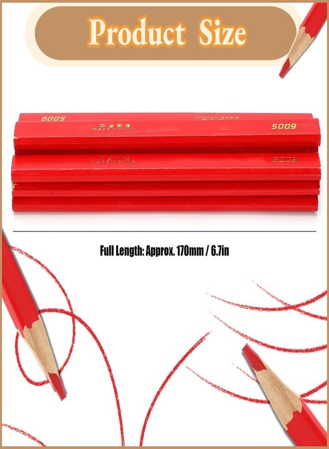 Naroote Carpenter Pencils, 10 Red Octagonal Hard Pencils for Woodworking & Concrete Marking - Image 5