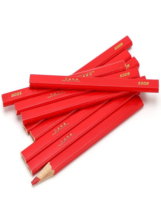Naroote Carpenter Pencils, 10 Red Octagonal Hard Pencils for Woodworking & Concrete Marking - Image 1