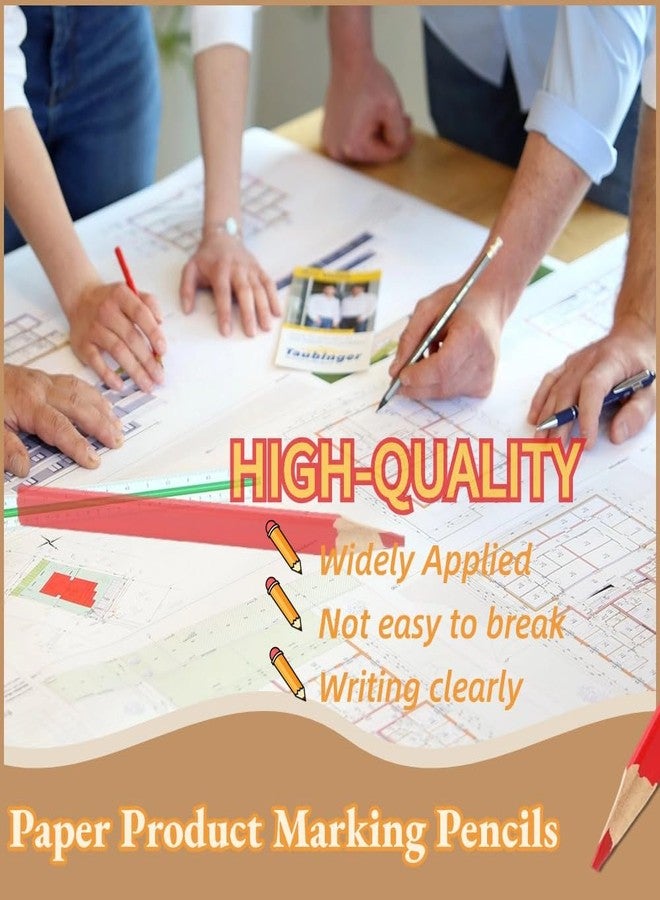 Naroote Carpenter Pencils, 10 Red Octagonal Hard Pencils for Woodworking & Concrete Marking - Image 3