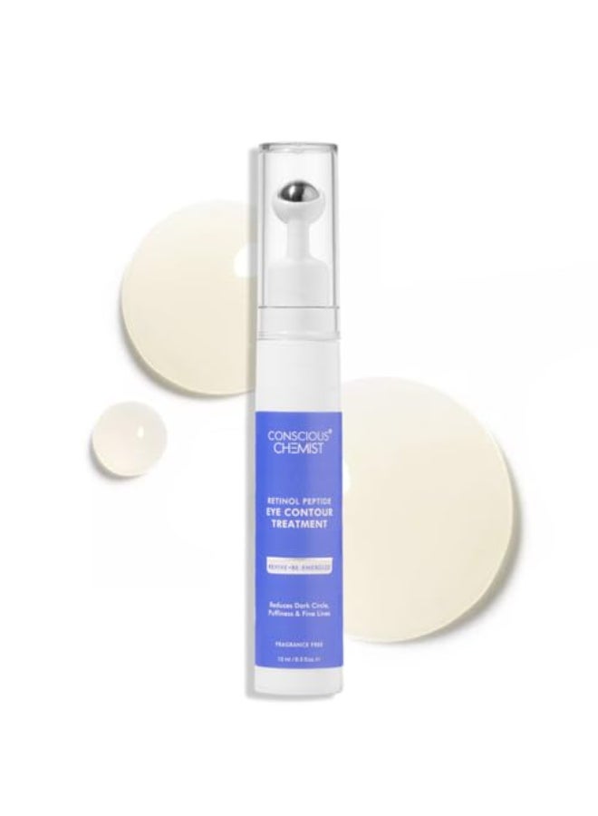 Conscious Chemist Retinol Peptide Eye Cream with Roller Under Eye RollOn for Dark Circles Puffiness Fine Lines Eye Cream for Men Women 15ml - Image 1