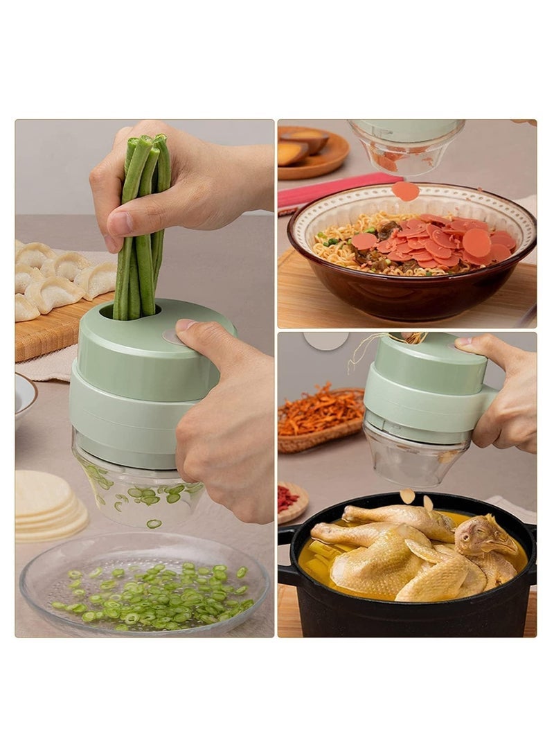 4 in 1 Portable Electric Vegetable Cutter Set,Gatling Vegetable Chopper Mini Wireless Food Processor,Garlic Chili Onion Celery Ginger Meat Garlic Chopper with Brush - Image 5