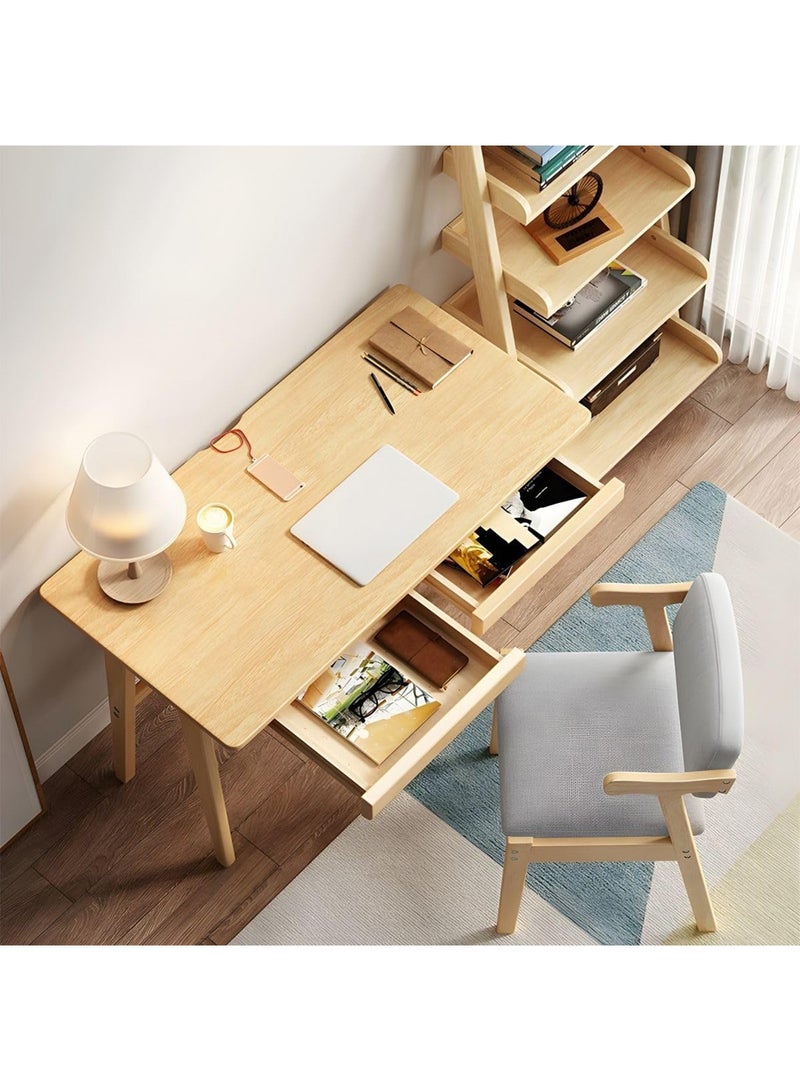 GT-Wheel Lounge Chair with Armrests Ergonomic Restaurant Chair Household Negotiation Solid Wood Reading Chair - Image 5