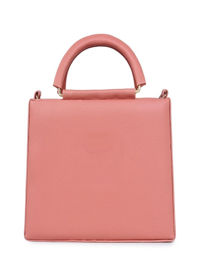 LIKE STYLE Classy PU Sling Bag for Women | Structured Design, Zipper Closure & Stylish Metal Handle (PINK) - Image 4