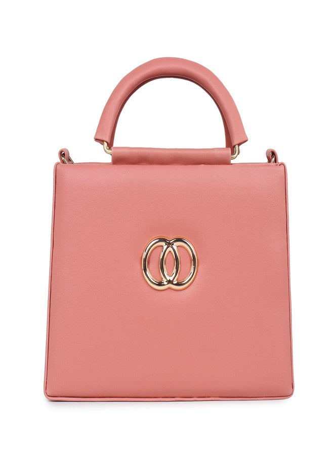 LIKE STYLE Classy PU Sling Bag for Women | Structured Design, Zipper Closure & Stylish Metal Handle (PINK) - Image 3