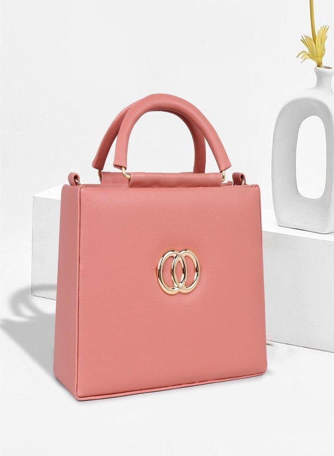 LIKE STYLE Classy PU Sling Bag for Women | Structured Design, Zipper Closure & Stylish Metal Handle (PINK) - Image 2
