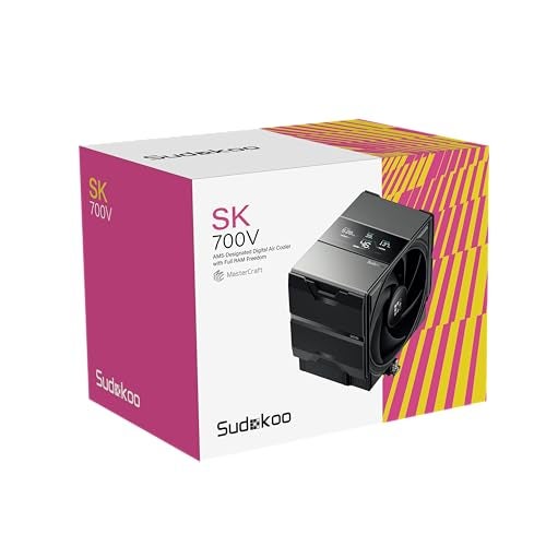 Sudokoo SK700V AM5-Designated Digital Air Cooler, Single Tower Design, High Performance M-Winding Tech Fan, 7 Copper Heat Pipes, L-Rail Lock Mount, 220W Heat Dissipation - Image 5