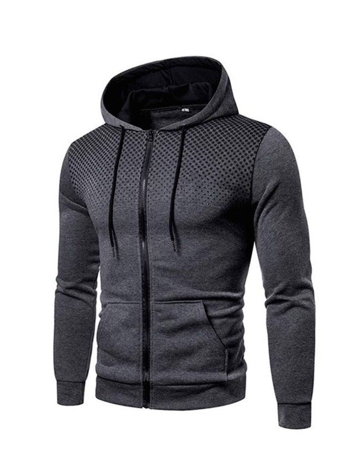 KUYING New Wave Point Loose Zipper Hooded Sports Hoodie  - Image 1